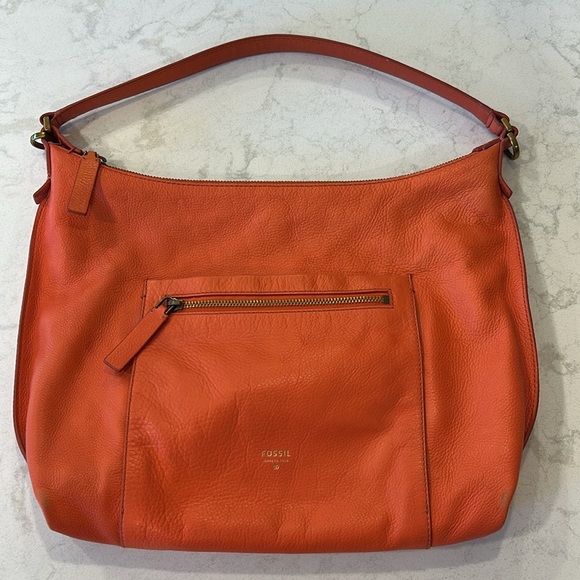 Fossil Vickery Pebbled Leather Shoulder Bag Coral - Picture 15 of 16